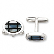Picture of Sterling Silver with Mother of Pearl and Black Enamel Cuff Links