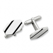 Picture of Sterling Silver and Black Enamel Cuff Links