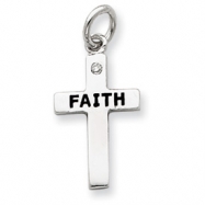 Picture of Sterling Silver FAITH & CZ Cross Charm