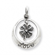 Picture of Sterling Silver Antiqued Shamrock Love Charm