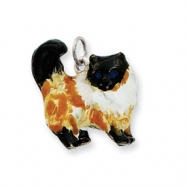 Picture of Sterling Silver Enameled Calico Cat Charm