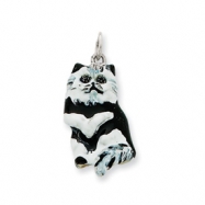 Picture of Sterling Silver Enameled Black & White Cat Charm