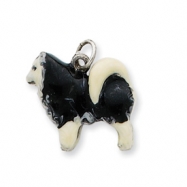 Picture of Sterling Silver Enameled Husky Dog Charm