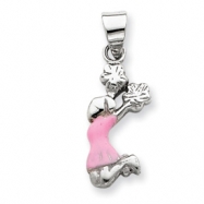 Picture of Sterling Silver Pink Enamel Cheerleader Pendant