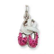 Picture of Sterling Silver Pink CZ Enamel Ballet Slipper Charm