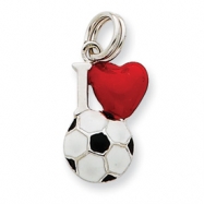 Picture of Sterling Silver Enamel I Heart Soccer Ball Charm