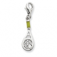 Picture of Sterling Silver Simulated Pearl Tennis Raquet Charm