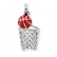 Picture of Sterling Silver Enamel Basketball & Hoop Charm