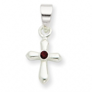 Picture of Sterling Silver Dark Red Swarovski Crystal Cross Charm