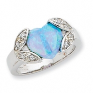 Picture of Sterling Silver Created Opal & CZ Ring