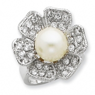 Picture of Sterling Silver Synthetic Pearl & CZ Ring