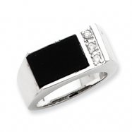 Picture of Sterling Silver Onyx & CZ Men's Ring