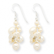 Picture of Sterling Silver Clear Crystal and White Cultured Pearl Earrings