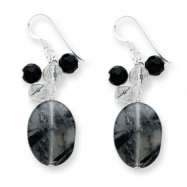 Picture of Sterling Silver Blk Agate/Jet Crystal/Quartz/Rutilated Tourmaline Earrings
