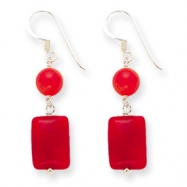 Picture of Sterling Silver Red Coral/Red Agate Earrings