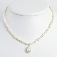 Picture of Sterling Silver White Freshwater Cultured Pearl Necklace chain