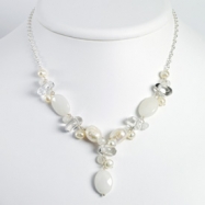 Picture of Sterling Silver Moonstone/White Pearl/Rock Quartz/White Jade Necklace chain