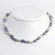 Picture of Sterling Silver White & Grey Cultured Pearl Necklace chain