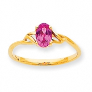 Picture of 10k Polished Geniune Pink Tourmaline Birthstone Ring