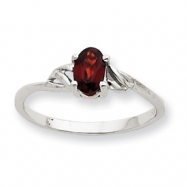 Picture of 10k White Gold Polished Geniune Garnet Birthstone Ring