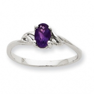 Picture of 10k White Gold Polished Geniune Amethyst Birthstone Ring