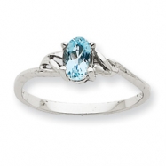 Picture of 10k White Gold Polished Geniune Aquamarine Birthstone Ring