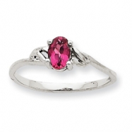 Picture of 10k White Gold Polished Geniune Pink Tourmaline Birthstone Ring
