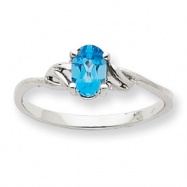 Picture of 10k White Gold Polished Geniune Blue Topaz Birthstone Ring