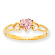 Picture of 10k Polished Geniune Pink Tourmaline Birthstone Ring