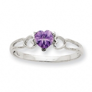 Picture of 10k White Gold Polished Geniune Amethyst Birthstone Ring