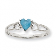 Picture of 10k White Gold Polished Geniune Aquamarine Birthstone Ring