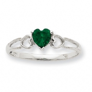 Picture of 10k White Gold Polished Geniune Emerald Birthstone Ring