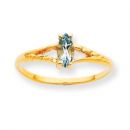 Picture of 10k Polished Geniune Aquamarine Birthstone Ring