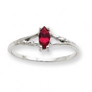 Picture of 10k White Gold Polished Geniune Garnet Birthstone Ring