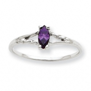 Picture of 10k White Gold Polished Geniune Amethyst Birthstone Ring