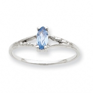 Picture of 10k White Gold Polished Geniune Aquamarine Birthstone Ring