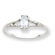 Picture of 10k White Gold Polished Geniune White Topaz Birthstone Ring