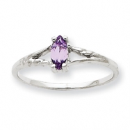 Picture of 10k White Gold Polished Geniune Rhodolite Garnet Birthstone Ring