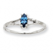 Picture of 10k White Gold Polished Geniune Blue Topaz Birthstone Ring