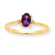 Picture of 10k Polished Geniune Diamond & Amethyst Birthstone Ring