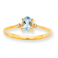 Picture of 10k Polished Geniune Diamond & Aquamarine Birthstone Ring