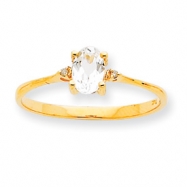 Picture of 10k Polished Geniune Diamond & White Topaz Birthstone Ring