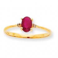 Picture of 10k Polished Geniune Diamond & Ruby Birthstone Ring
