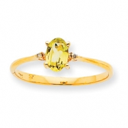 Picture of 10k Polished Geniune Diamond & Peridot Birthstone Ring