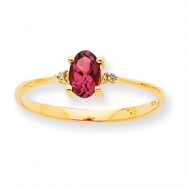Picture of 10k Polished Geniune Diamond & Pink Tourmaline Birthstone Ring