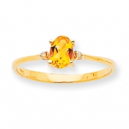 Picture of 10k Polished Geniune Diamond & Citrine Birthstone Ring