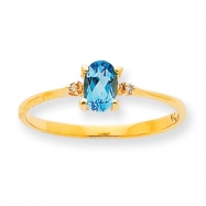 Picture of 10k Polished Geniune Diamond & Blue Topaz Birthstone Ring