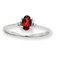 Picture of 10k White Gold Polished Geniune Diamond & Garnet Birthstone Ring