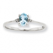 Picture of 10k White Gold Polished Geniune Diamond & Aquamarine Birthstone Ring