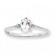 Picture of 10k White Gold Polished GeniuneDiamond/White Topaz Birthstone Ring